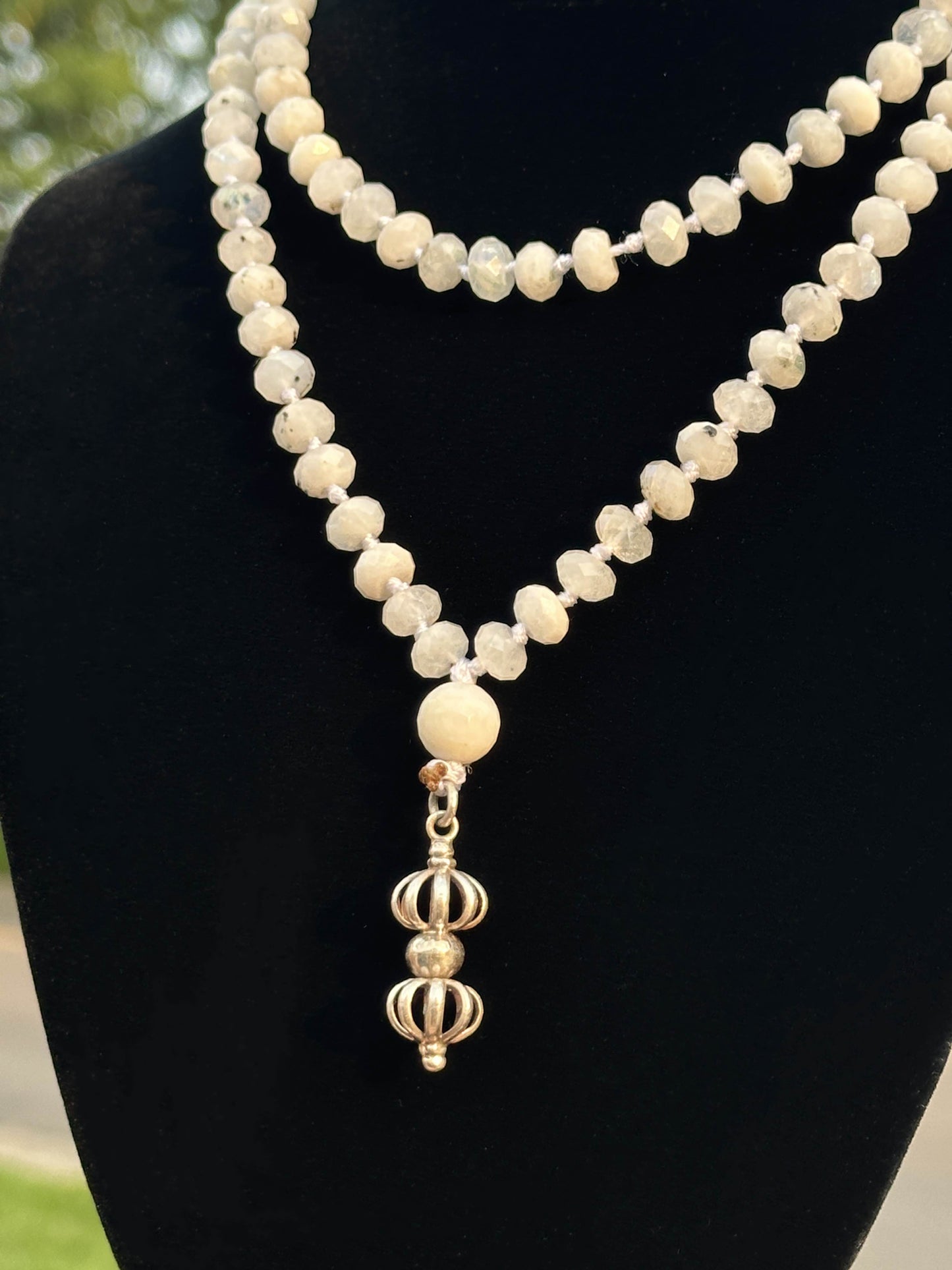 Vajra Moonstone Mala (Faceted Beads)