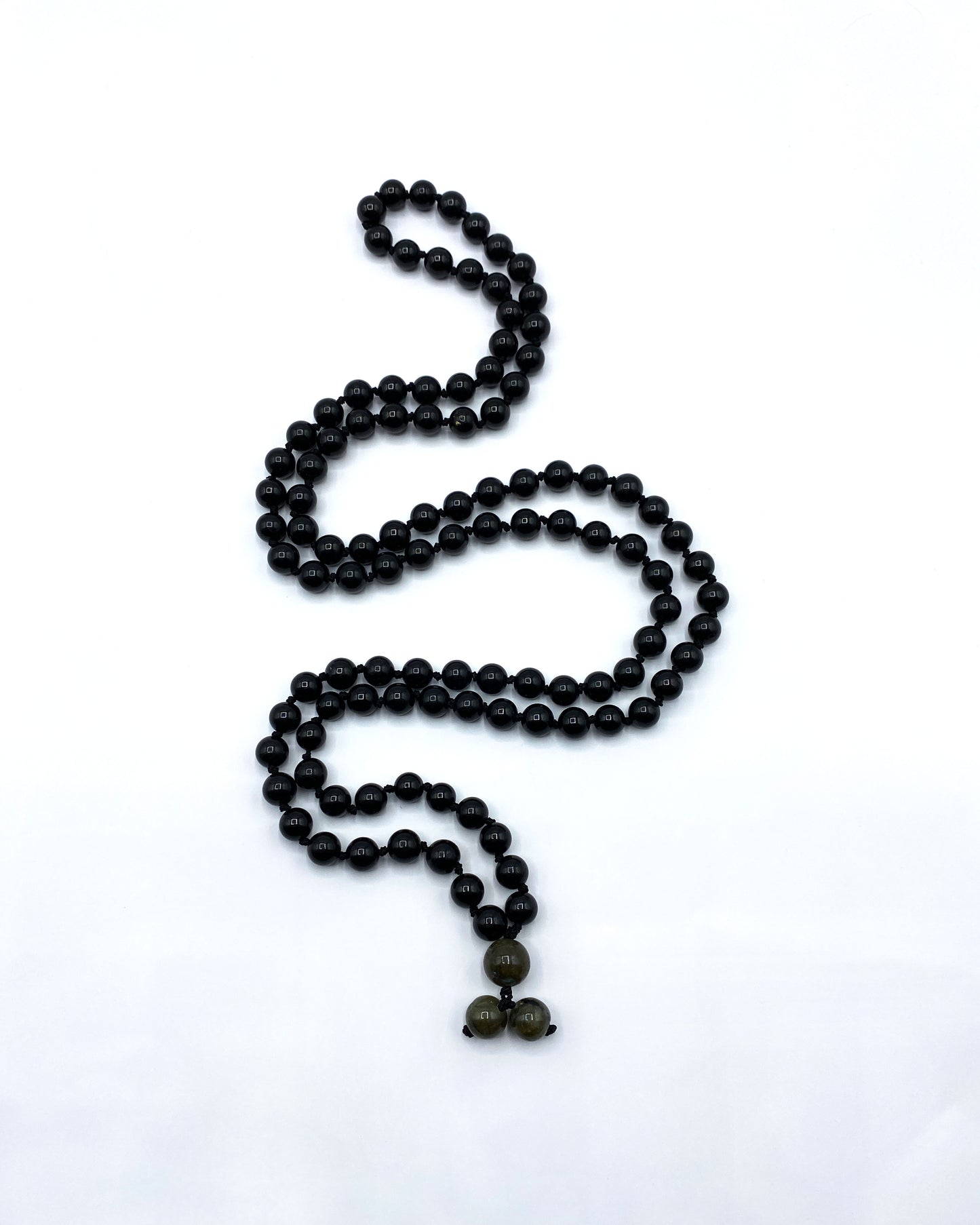 Black Tourmaline w Labradorite Mala