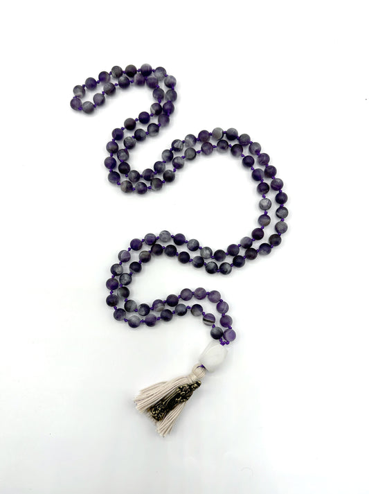 Mala of Compassion (matted Amethyst)