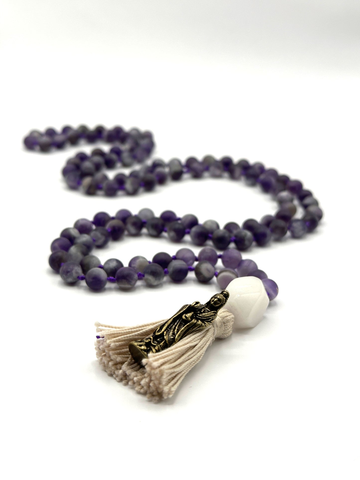 Mala of Compassion (matted Amethyst)