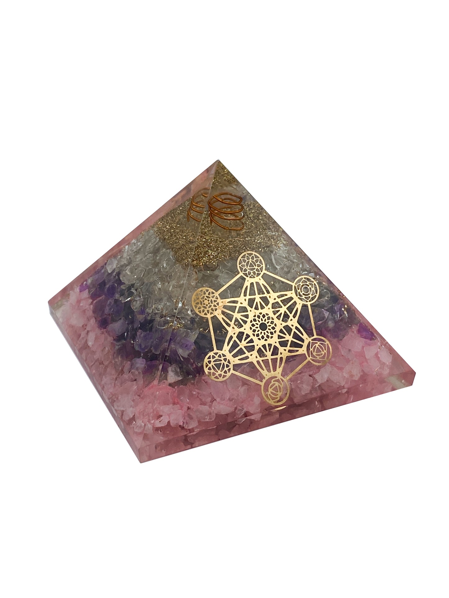 Amethyst & Rose Quartz Orgone Pyramid