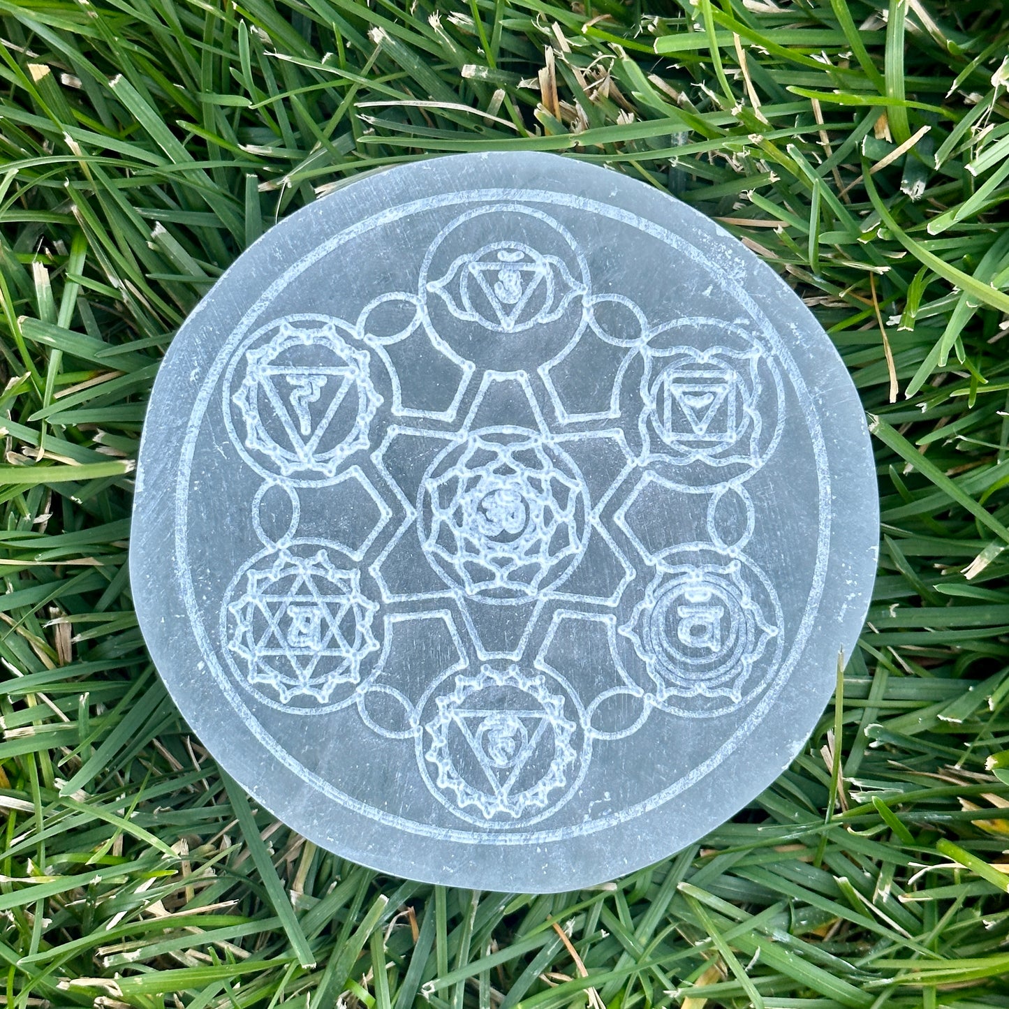 Selenite Crystal Charging Plate (Chakra-Circle)