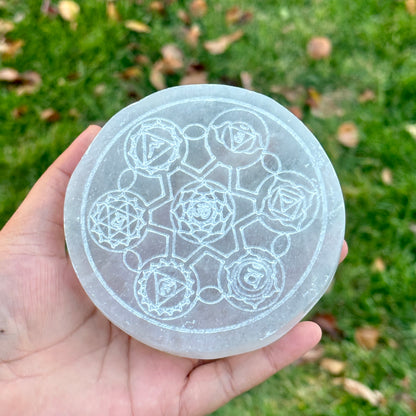 Selenite Crystal Charging Plate (Chakra-Circle)
